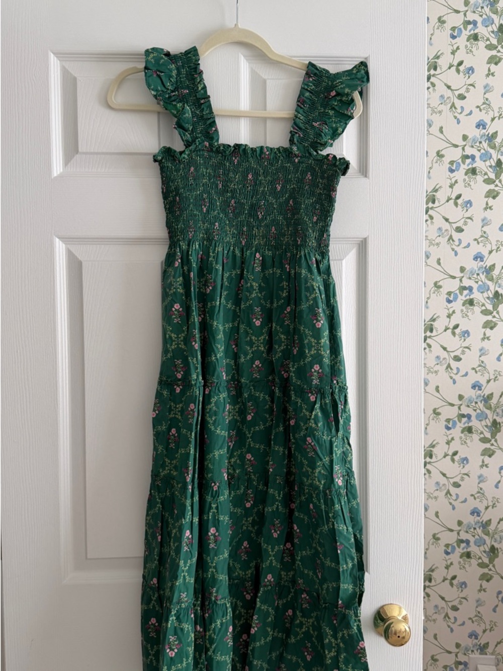 Hill House Green Floral Smocked Maxi Dress - Picture 3 of 3